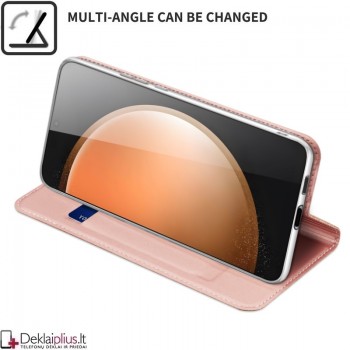 Dux Ducis Skin Pro dirbtinės odos dėklas - rausvas (Samsung Galaxy S25 Fe)